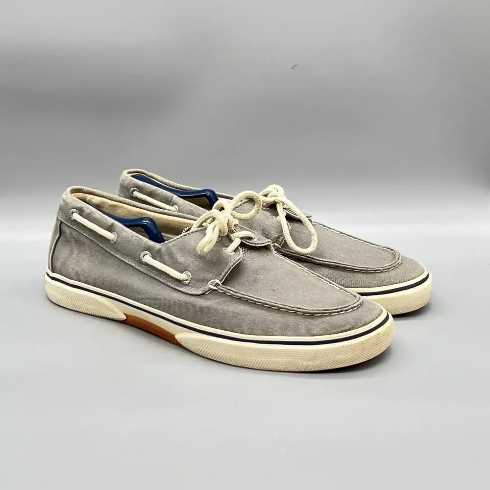 Sperry Shoes Mens 11.5 Gray Canvas Top Sider Boat Deck Moc Toe Casual Comfort